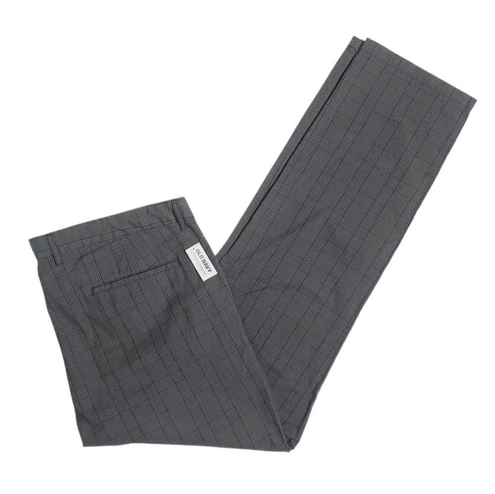 Old Navy Mens Slim Rotation Stretch Chino Pant Grey Glen Plaid 44x34 NWT